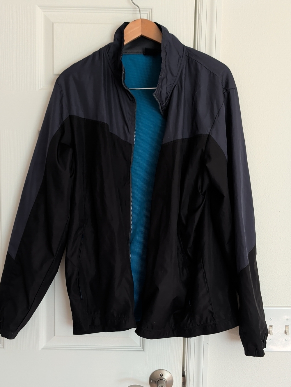 Men's Black & Charcoal Windbreaker Jacket - Lightweight Outdoor Layer
